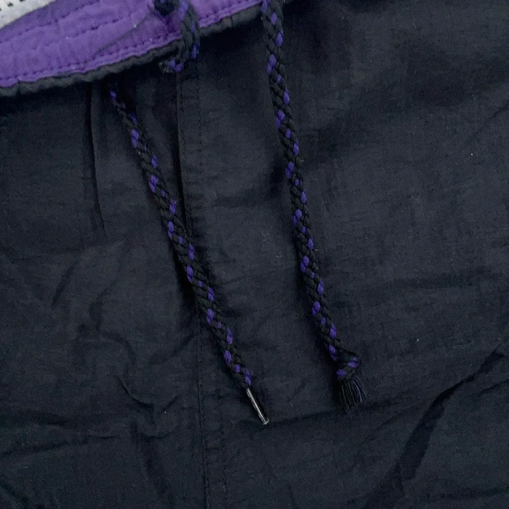 Pro Spirit‎ Mens XL Swim Trunks Black Purple Vintage Mesh Lined Nylon Shorts
